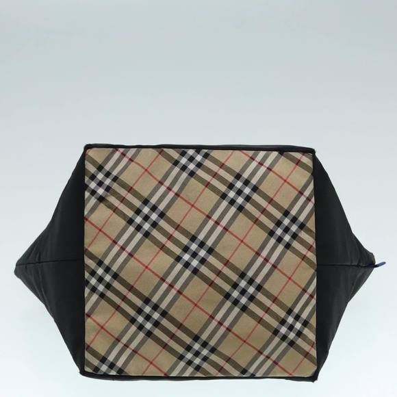 BURBERRY Nova Check Tote Bag Nylon Beige Black Silver Auth fm3822 - Picture 5 of 16